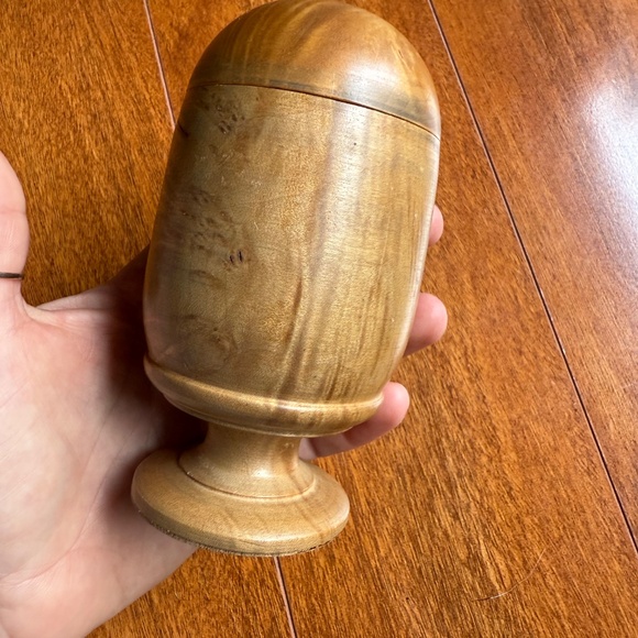 Wooden Lidded Pedestal Footed Container Jar Bowl Turned Wood Pill Silverer??. - Picture 2 of 9